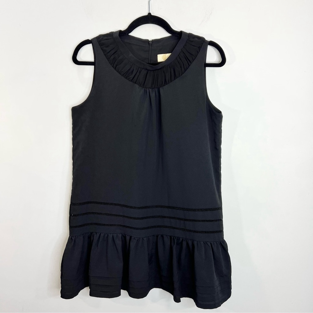 BONSUI Korea designer black ruffle hem sleeveless minimalist mini dress T1 - Picture 3 of 12